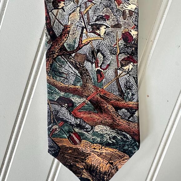 417 VAN HEUSEN Americana Series 2 Pc Silk Civil War Flag Tie Shiloh Rebel Yell - Picture 10 of 14